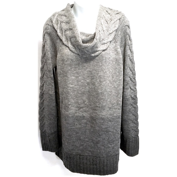The Limited Sweaters - THE LIMITED Ombre Gray Cowl Neck Tunic Sweater Lg